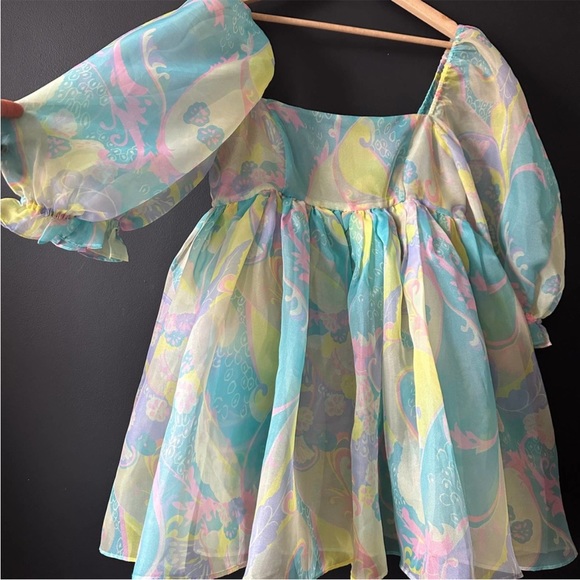 Selkie The Electric Lady Puff Organza Babydoll Mini Dress Size Medium - Picture 6 of 14